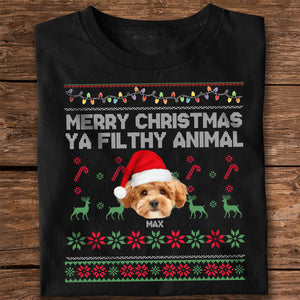 Custom Photo Merry Christmas Ya Filthy Animal Personalized Dark Shirt HO82 894548