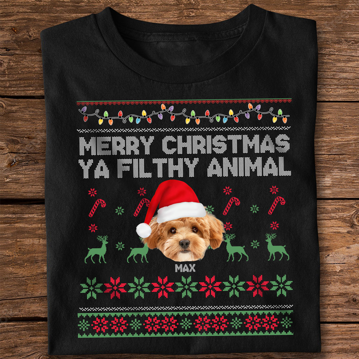 Custom Photo Merry Christmas Ya Filthy Animal Personalized Dark Shirt HO82 894548