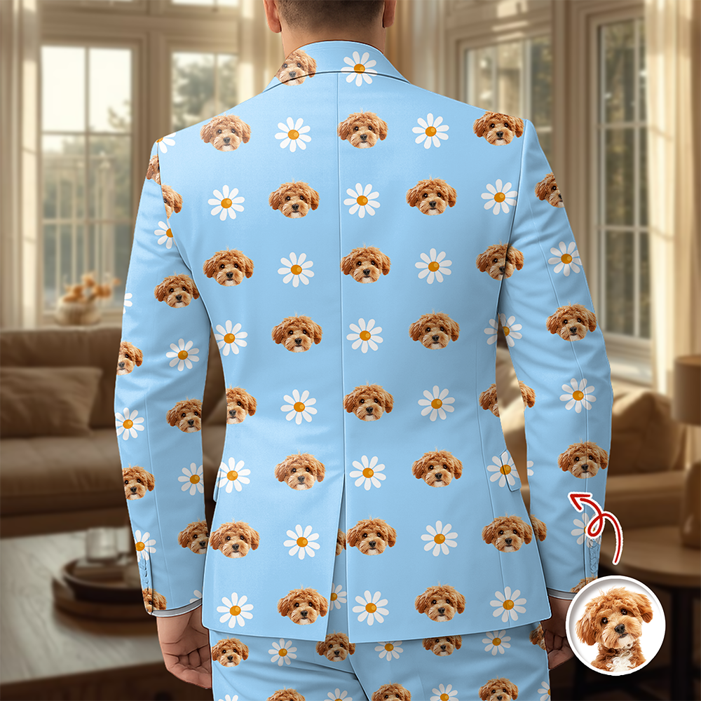 Custom Pet Face With Icon Men's Suit Gift for Pet Owners TH10 169829