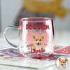 Custom Photo Dog Mom Cat Mom Pink Gradient Glass Mug - Gift For Dog Cat Mom, Mother's Day HO82 901768