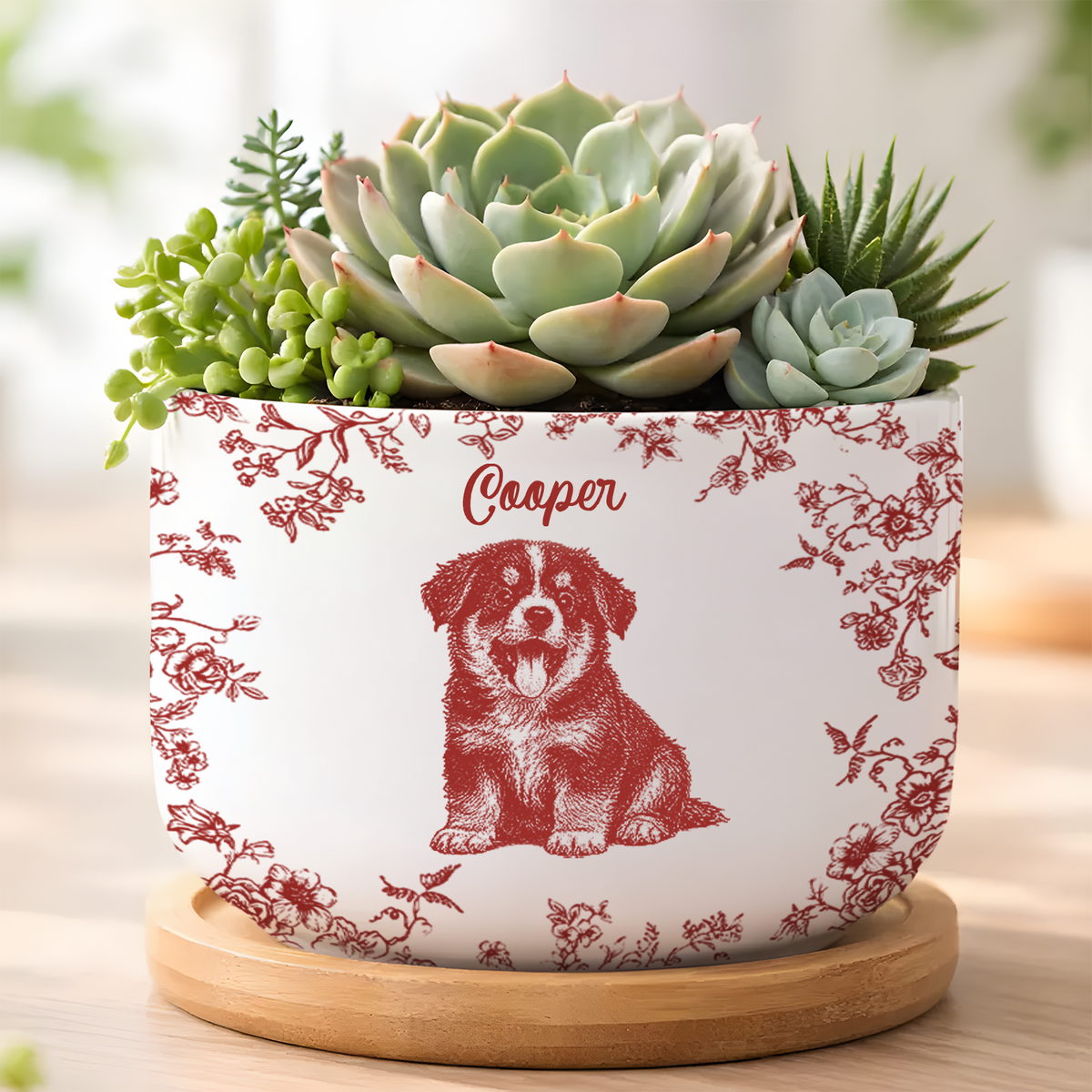 Custom Toile De Jouy Flower Pet Photo Plant Pot Gift For Pet Lovers CH07 911384