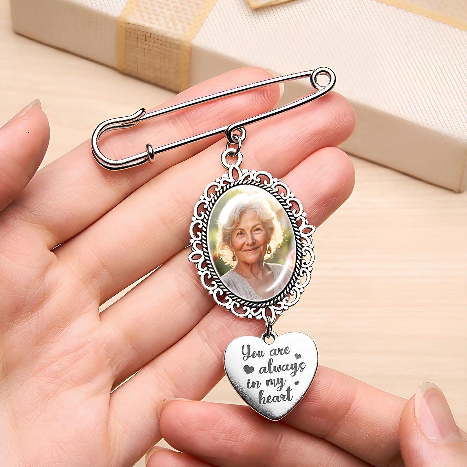 Custom Memorial Photo Charm Memory Remembrance Pin Wedding Memorial Gifts HA75 892016