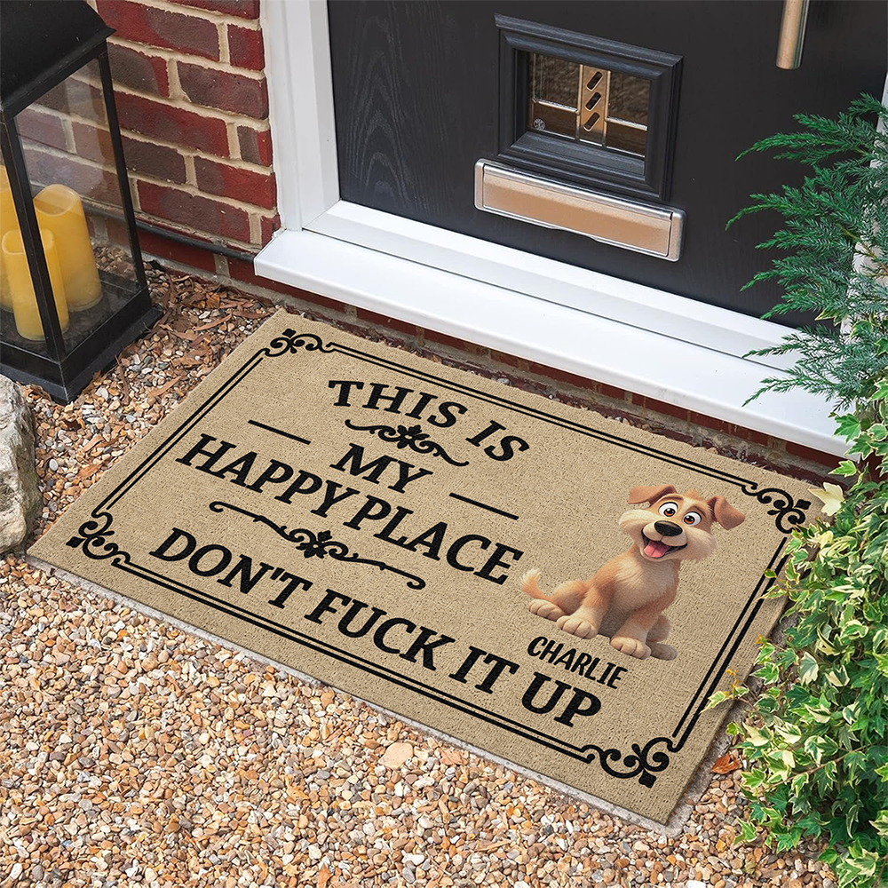 Personalized This Is My Happy Place Welcome Doormat Dog Lover Gift TH10 170487