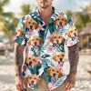 Custom Photo Funny Face Dog Cat Family Vacation Tropical Pattern Hawaii Shirt HA75 892308
