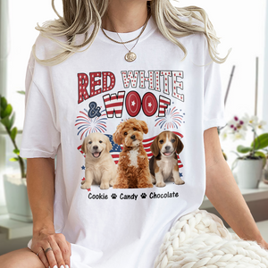 Custom Dog Photo Red White Woof Bright Shirt LM32 893723