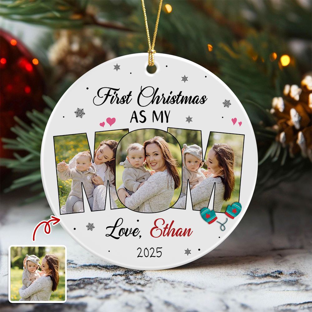Custom Photo First Christmas As My Dad Ceramic Ornament CH07 899034