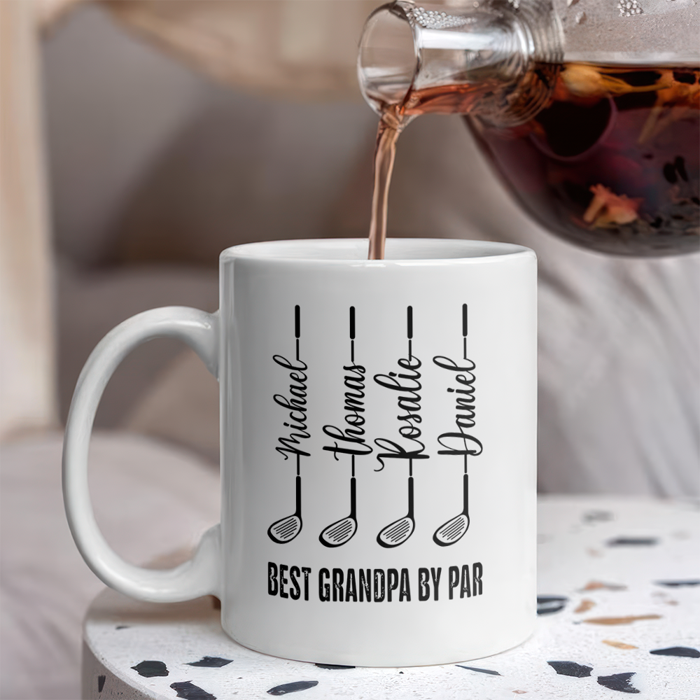 Personalized Best Dad by Par Mug – Custom Golf Gift for Dad with Kids Names, Father’s Day Gift HA75 921266