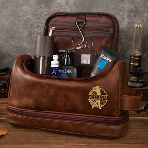Custom Name Personalized Golf Engraved Men's Leather Toiletry Bag Gift for Golfer HA75 898588