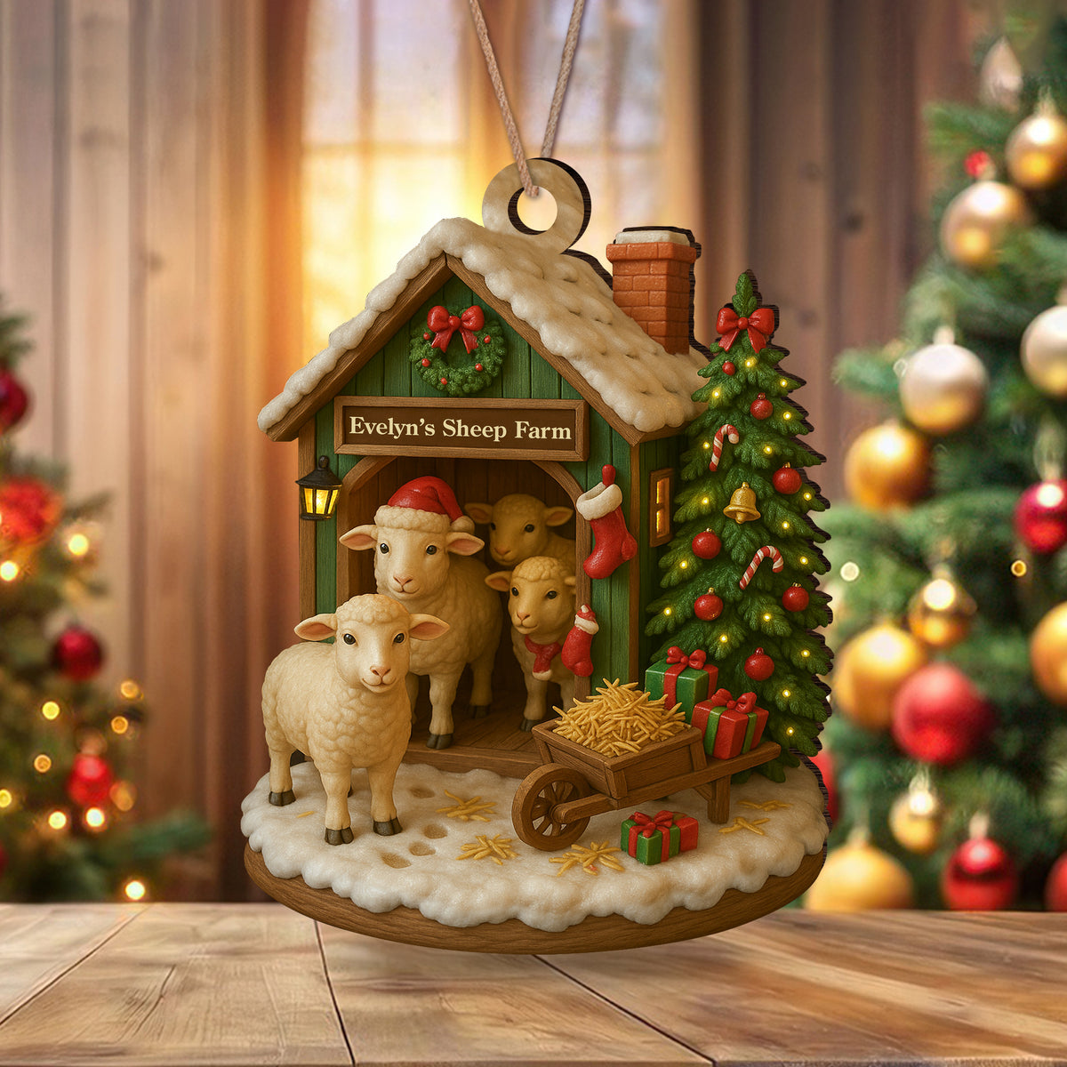 Custom Name Sheep Farm Wood Ornament – Christmas Gifts for Women & Men LM32 895617