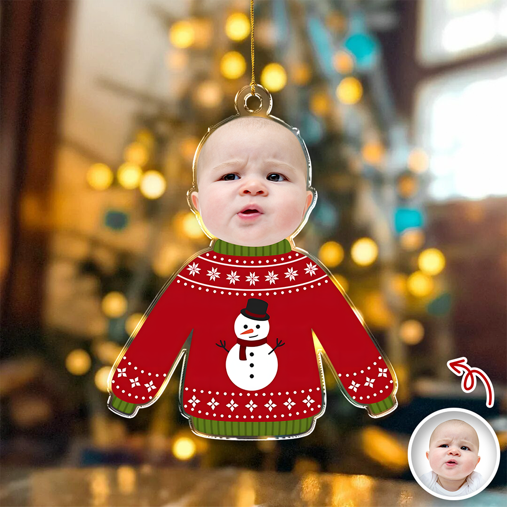 Custom Face Kid Funny Kid Ugly Sweater Acrylic Ornament For Christmas HA75 897844