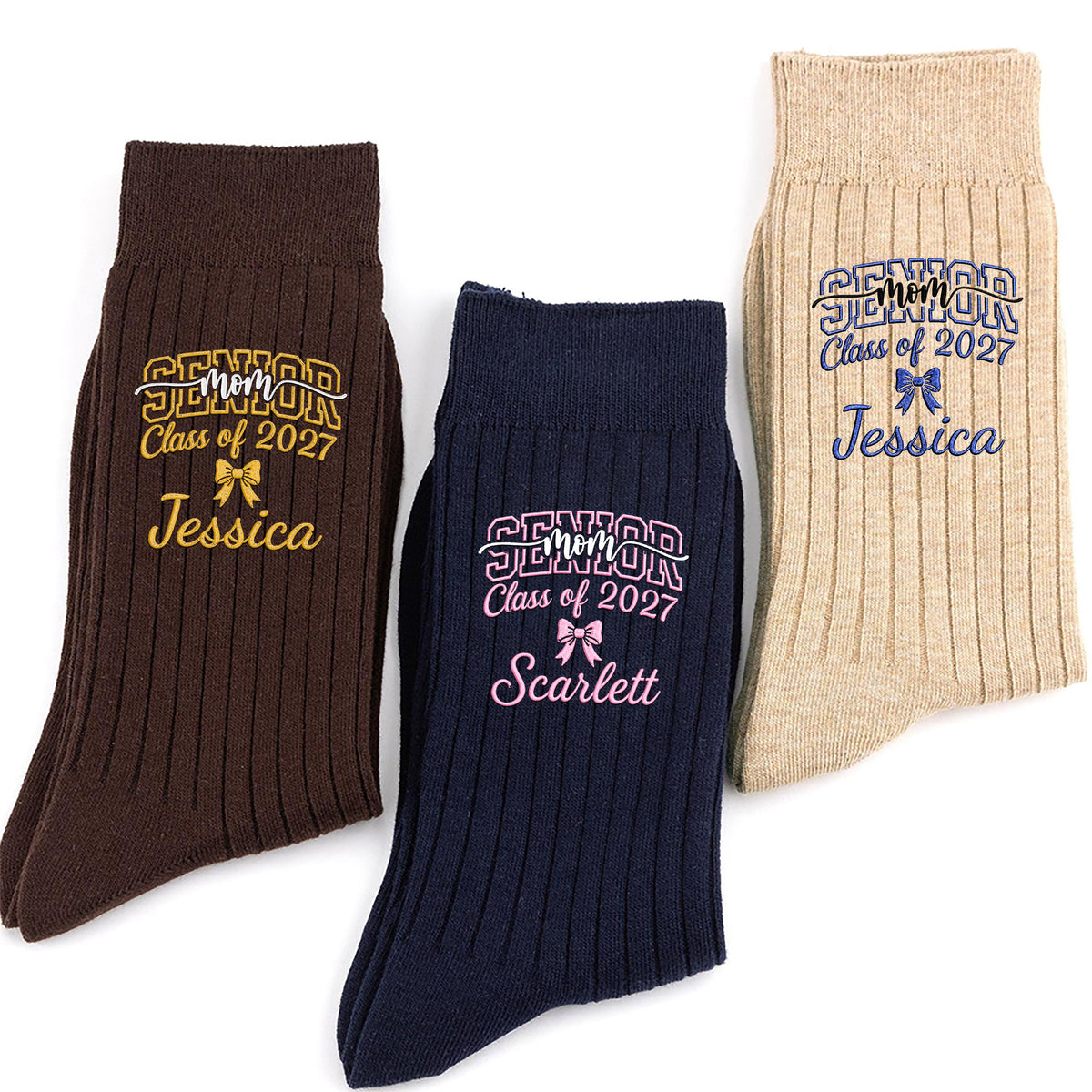 Personalized Name Senior Mom, Dad - Class of 2027 Embroidered Socks LM32 669915
