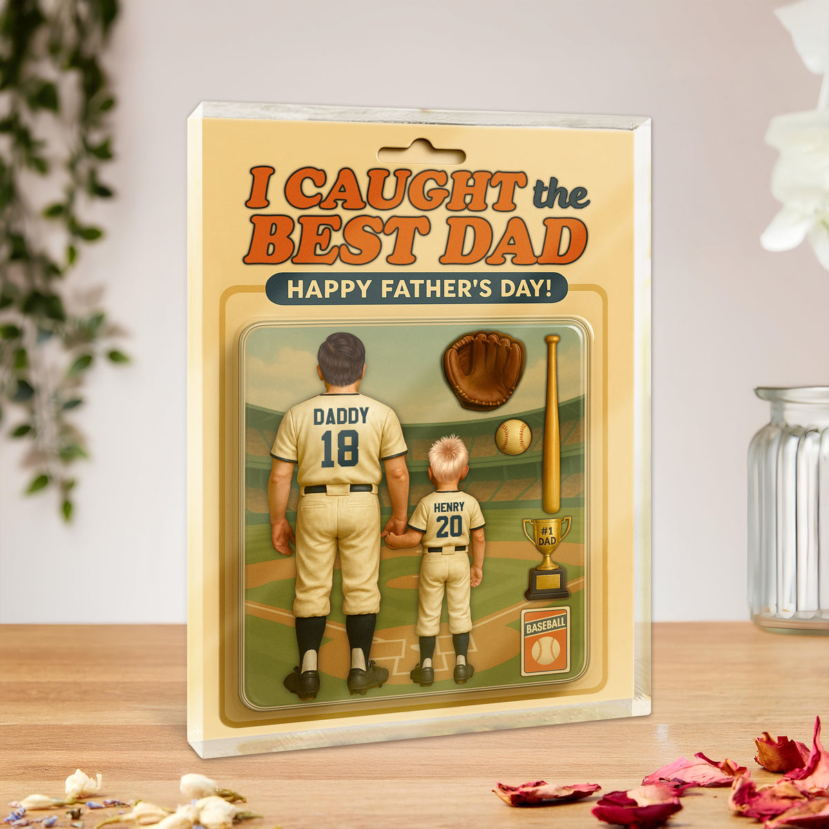 We Caught the Best Dad Baseball Figure Acrylic Block Plaque Personalized Gift For Father's Day HO82 893810