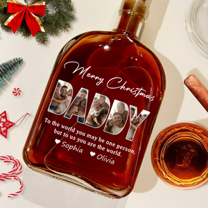 Custom Photo Merry Christmas Dad Family Whiskey Bottle LM32 893859