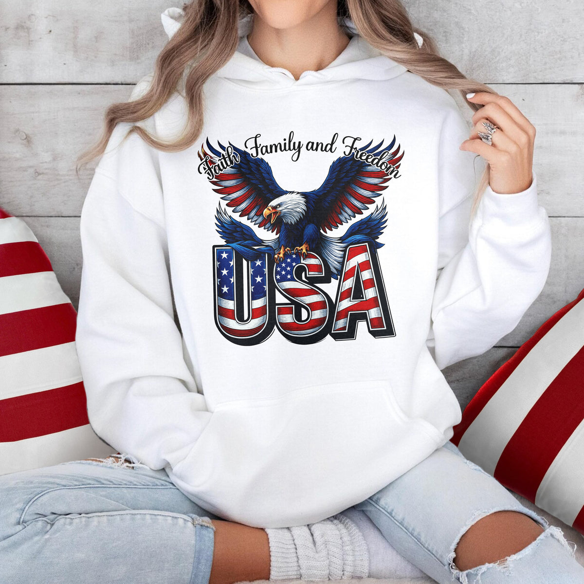 Faith, Family & Freedom America 250 Years Patriotic Bright Shirt LM32 897355