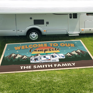 Custom Camping Patio Rug Welcome to Our Campsite Retro Mat For Camping Lovers CH07 896200