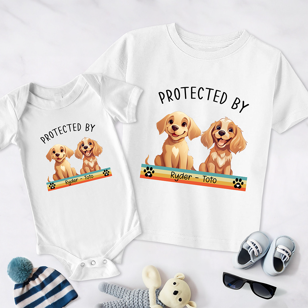 Personalized Portrait Protected By Cute Dog Baby Onesie Baby Shirt LM32 893271
