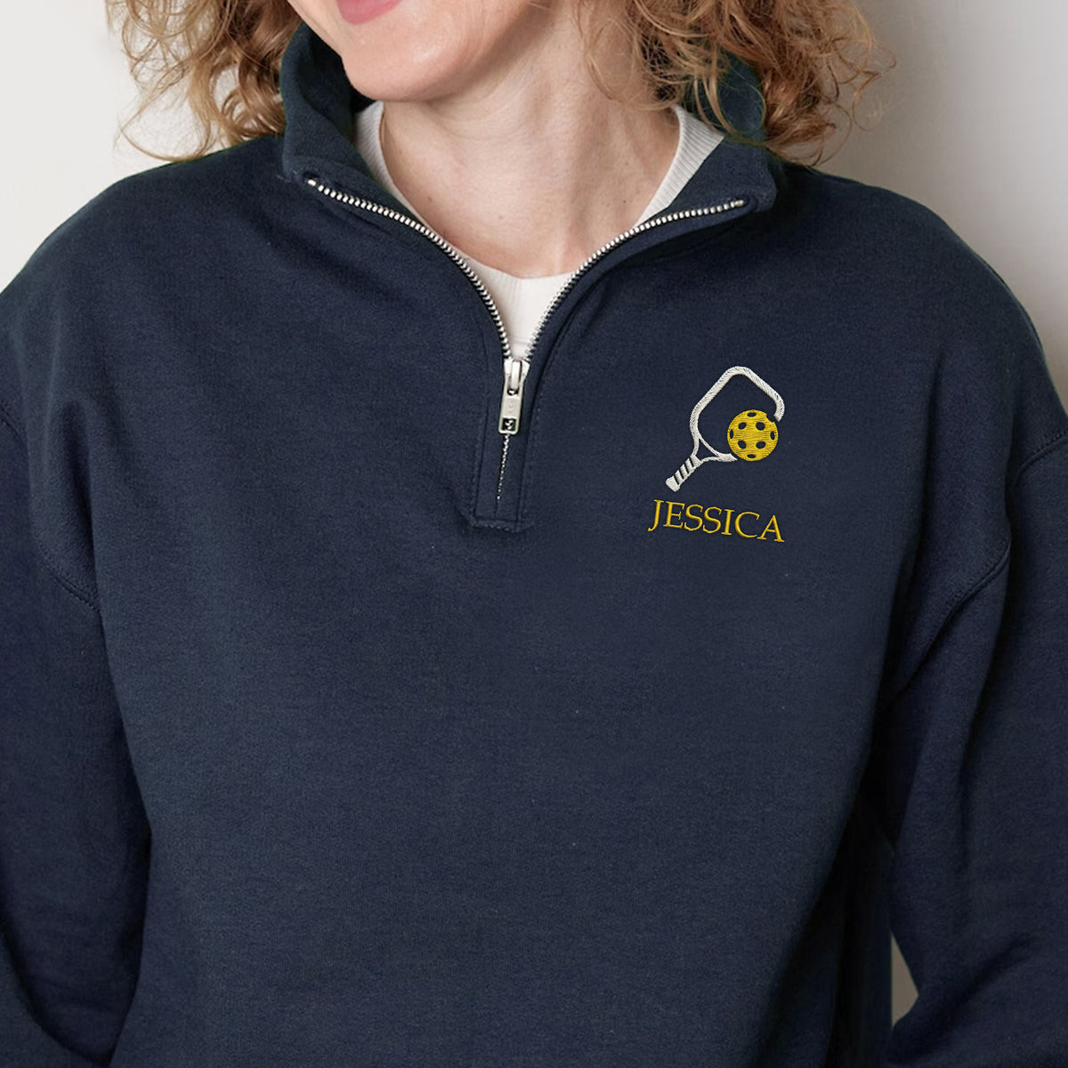 Personalized Name Pickleball Player Embroidered Quarter Zip Sweater HA75 898624