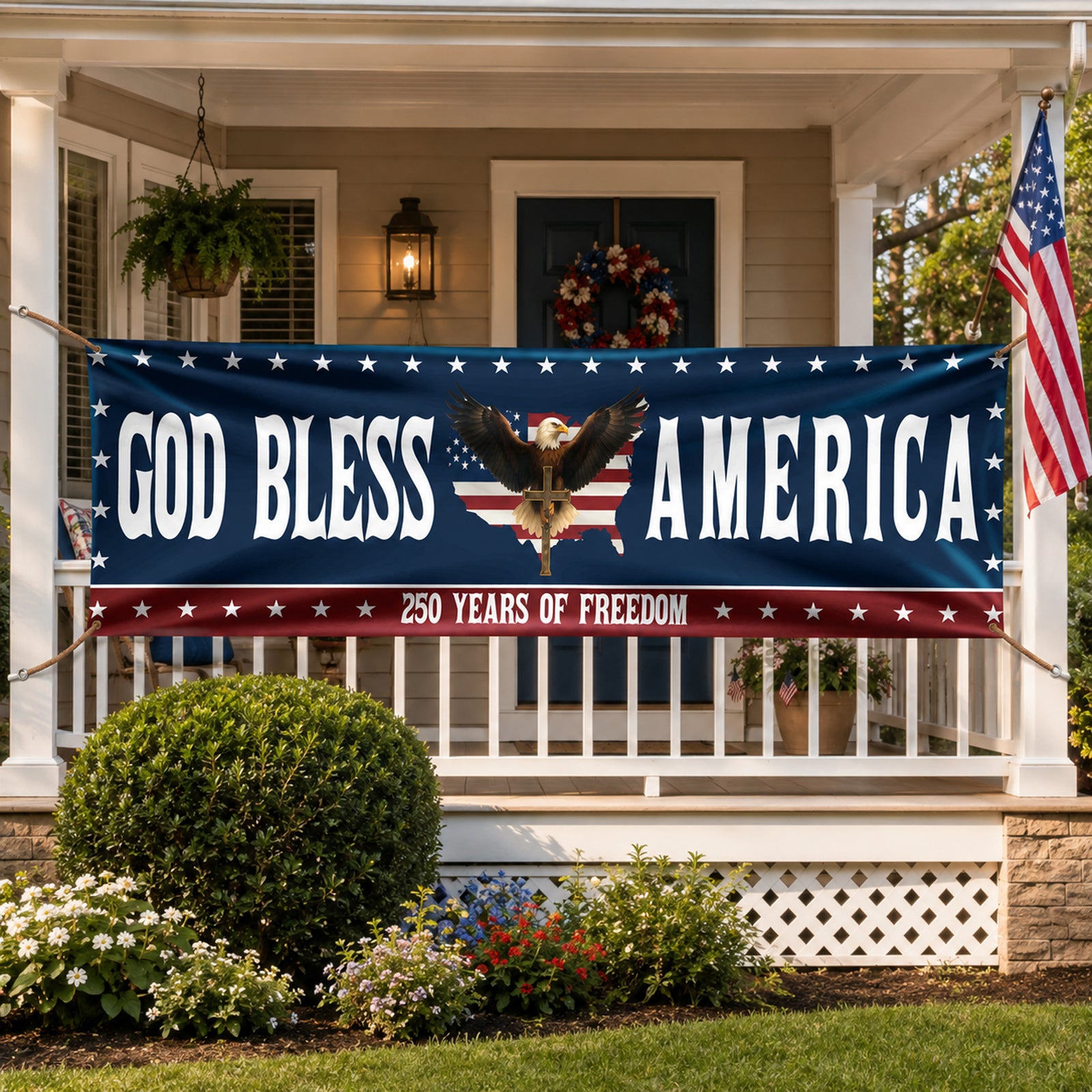 Patriotic 250th Anniversary God Bless America Eagle 1776–2026 Banner HO82 902766