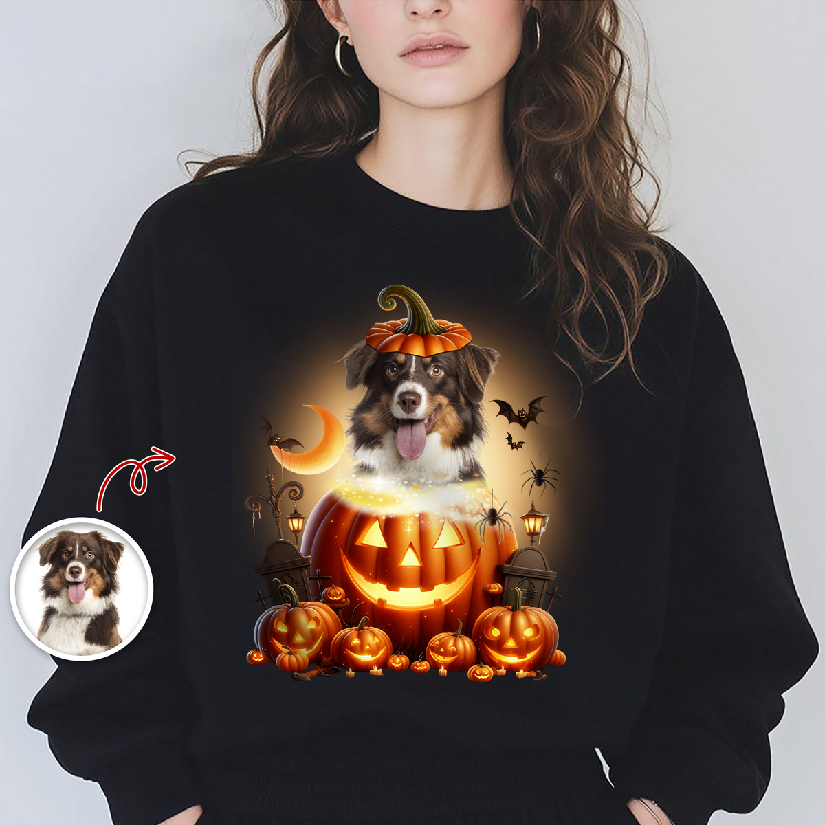 Custom Photo Pumpkin Cute Dog Lover Halloween Dark Shirt HO82 894984