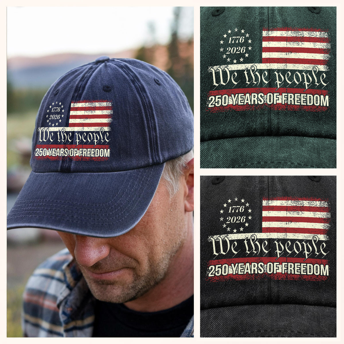 We The People 250 Years Of Freedom Washed Denim Baseball Cap TH10 894557