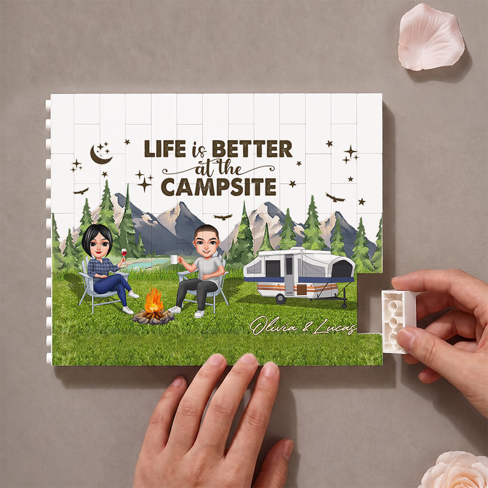 Personalized Life Is Better At The Campsite Building Brick Blocks For Camper TH10 170469