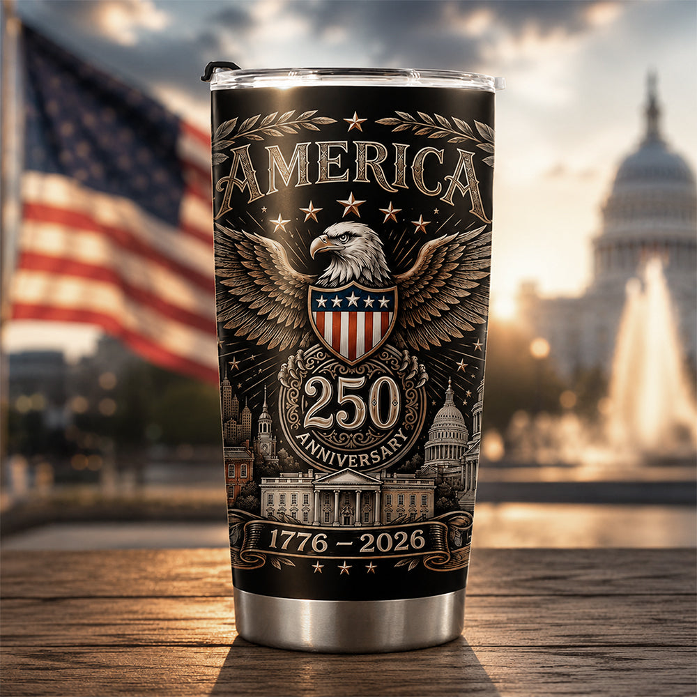 America 250th Anniversary 1776 - 2026 Patriotic Fat Tumbler HA75 921602