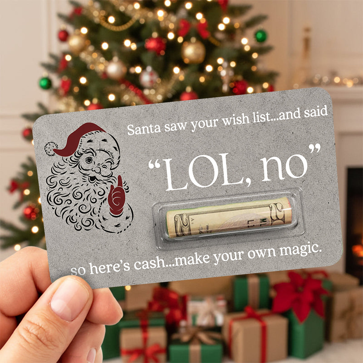 Personalized Santa Saw Your Wish List Money Gift Card Gift for Family & Friends LM32 669715
