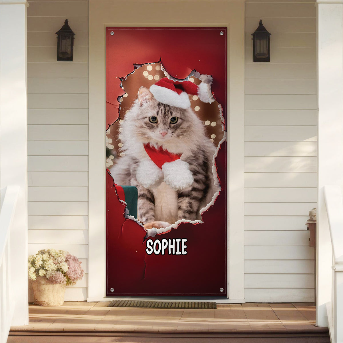 Custom Cat Photo Christmas Door Cover Gift For Cat Lovers TH10 896569