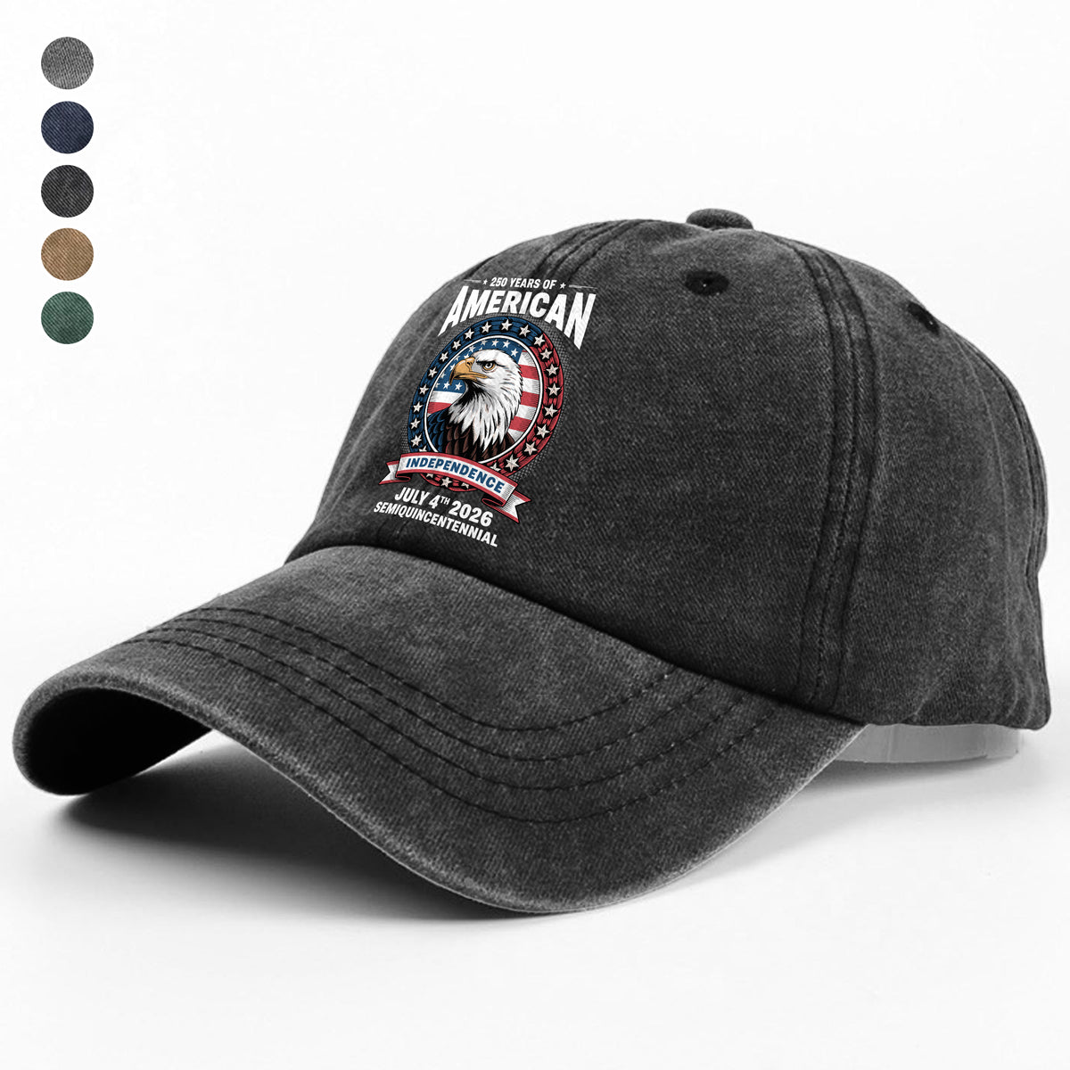250 Years of America Anniversary Independence Day 2026 Washed Denim Baseball Cap CH07 896760
