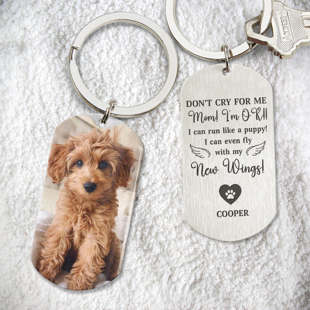 Custom Photo Don't Cry For Me - Memorial Metal Keychain Sympathy Gift, Gift For Pet Owners, Pet Lovers HO82 894494