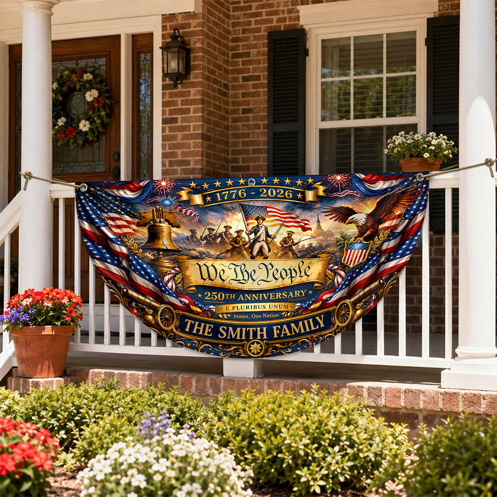 Custom Family Name We The People American Flag Eagle Decoration  Non-Pleated Fan Flag LM32 669341