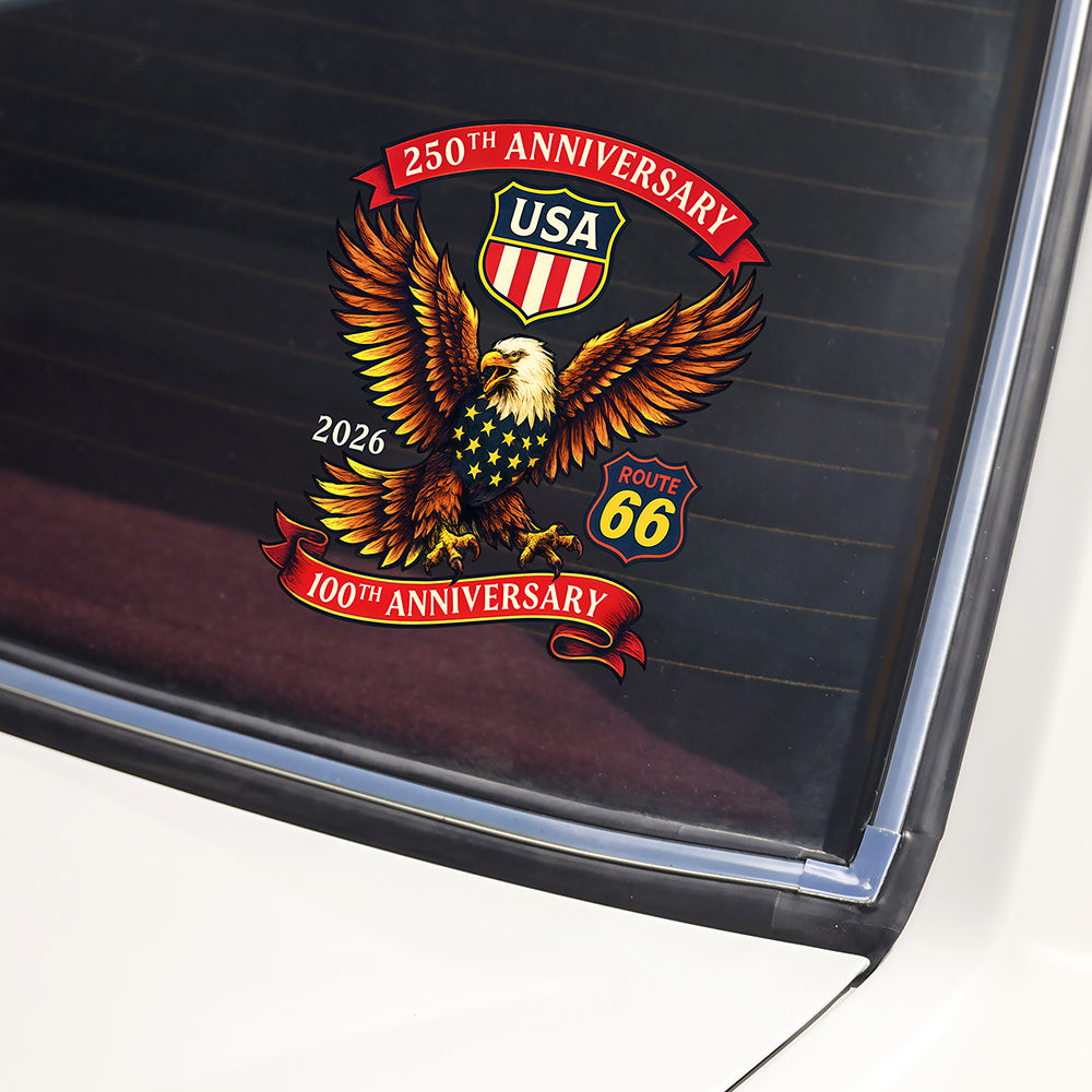 Celebrate America 250 & Honoring 100 Years of Route 66 Car Window Decal Sticker CH07 910496