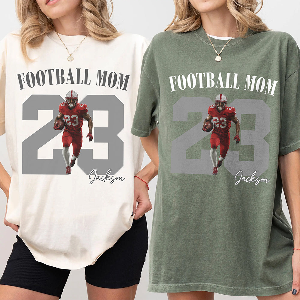 Personalized Vintage Photo Football Mom, Sport Mom Comfort Shirt HA75 921594