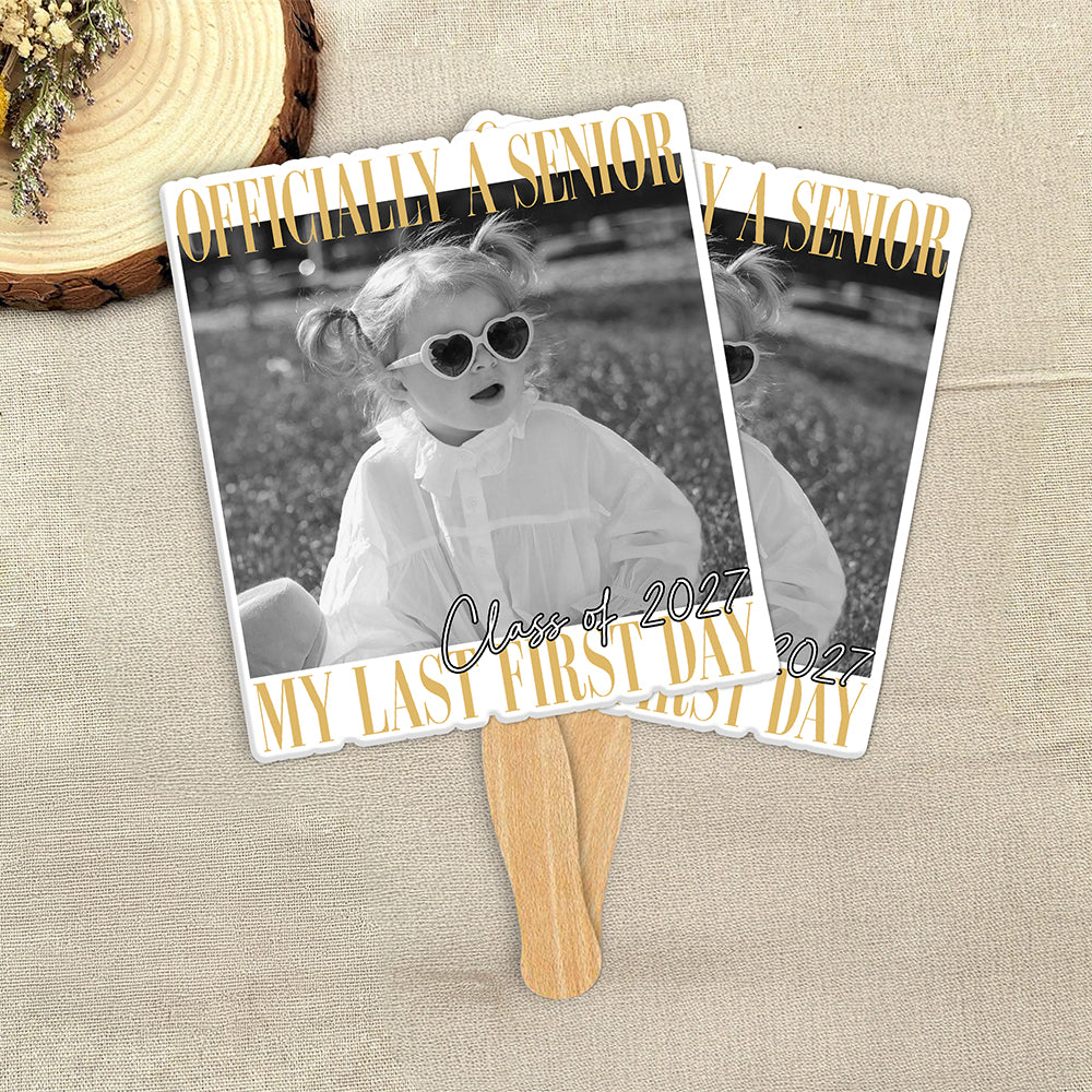 Personalised Vintage Photo And Year Senior - Officially A Senior - My Last First Day Face Fan HA75 922072