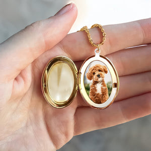 Custom Pet Photo You Left Paw Prints On My Heart Memorial Locket Necklace LM32 893323