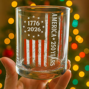 250 Years America Flag 250th Birthday 1776-2026 Whiskey Glass HO82 894784