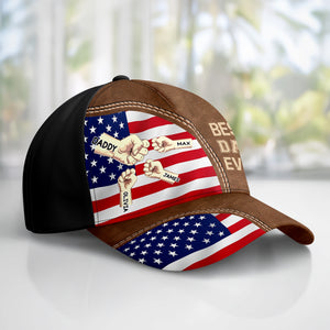 Best Dad Ever With American Flag And Fist Bumps Personalized Classic Cap For Dads TH10 892965