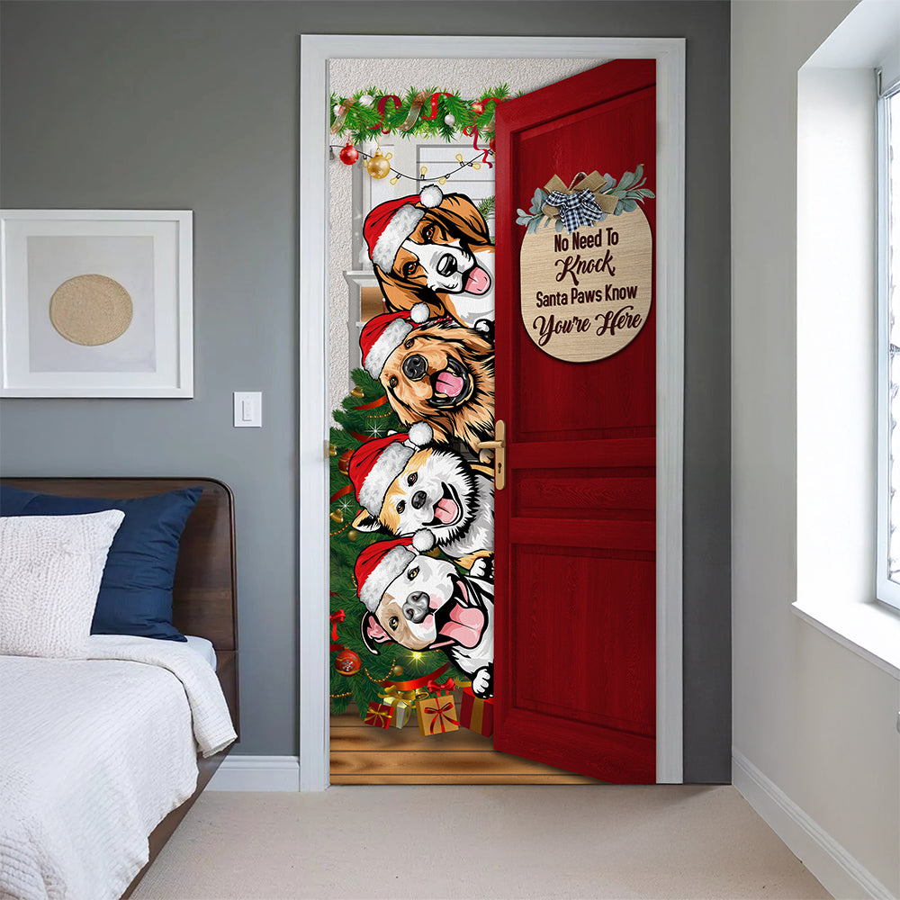 Personalized Santa Dog No Need To Knock Christmas Decoration Door Cover LM32 895659