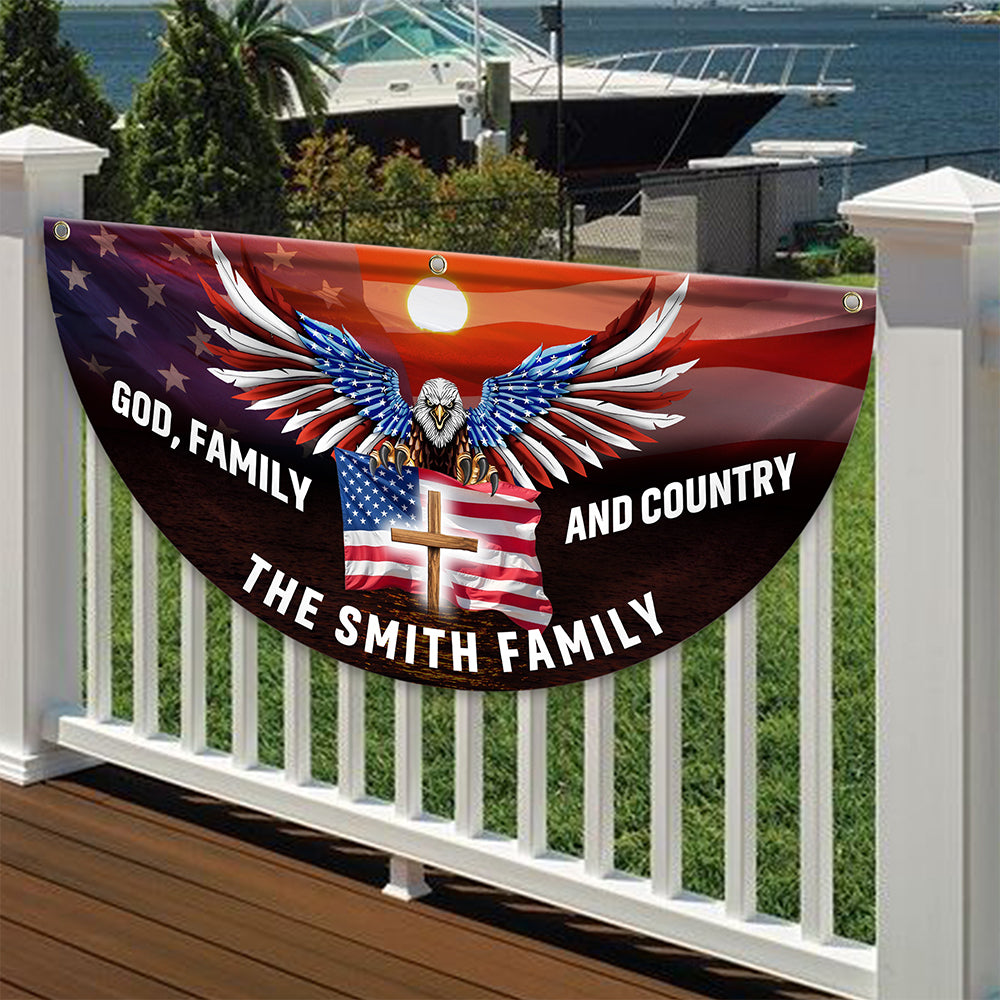 Custom Family Name God Family And Country America Pleated Fan Flag TH10 896437