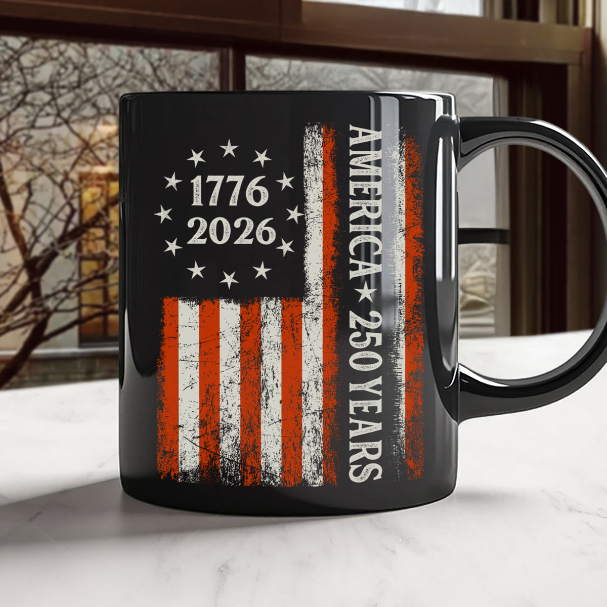 250 Years America Flag 250th Birthday 1776-2026 Black Mug HO82 894790