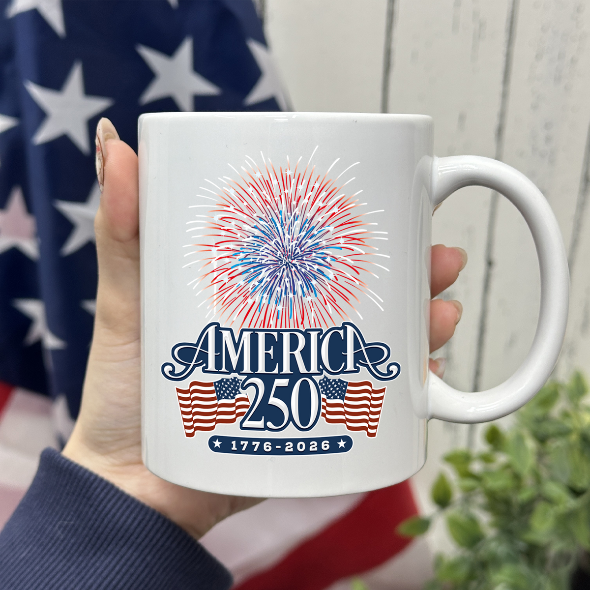 America 250 Firework White Mug TH10 894641