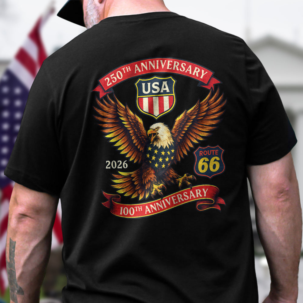 Celebrate America 250 & Honoring 100 Years of Route 66 Back Shirt CH07 910508