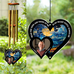 Custom Photo Hear The Wind And Think Of Me Personalized Wind Chime, Memorial Gift CH07 896050