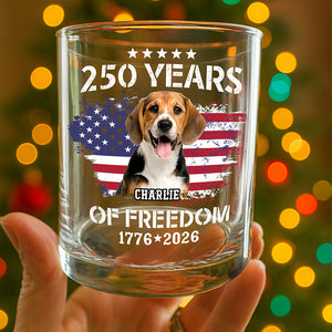 Custom Dog Photo Celebrate 250 Years of America Whiskey Glass CH07 899676
