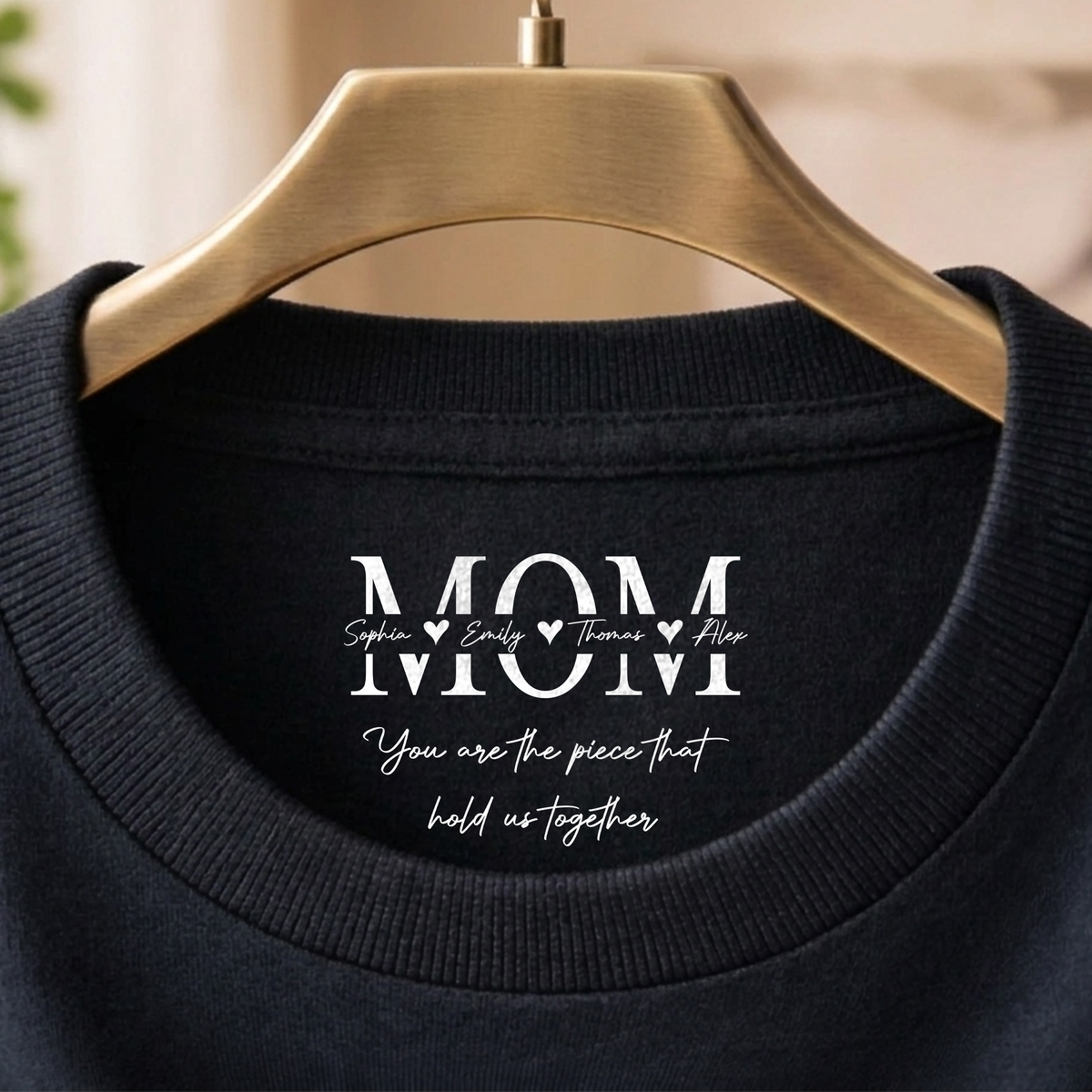 Mom, You Are The Piece That Hold Us Together Custom Kid Name  Neck Print Shirt CH07 910932