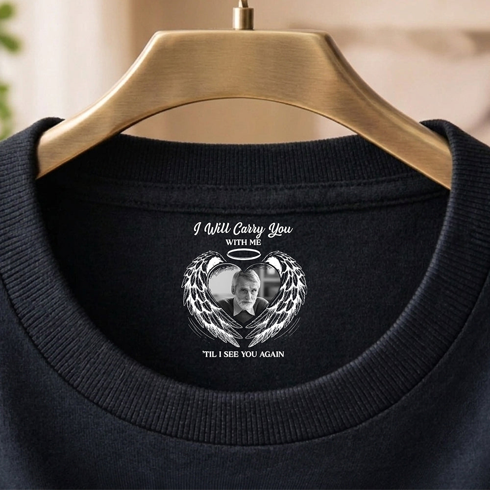 Custom Photo A Hug Sent From Heaven Memorial Neck Print Tee TH10 169183