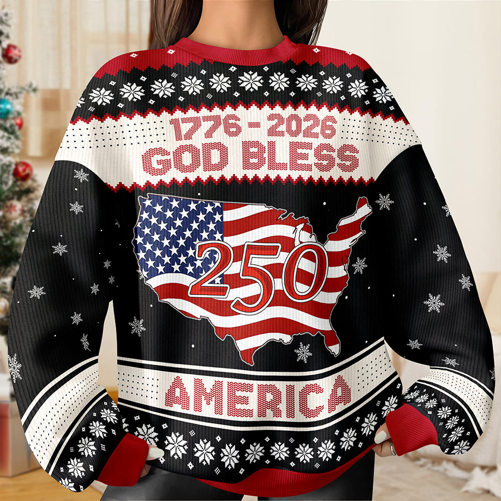 1776 - 2026 God Bless America 250 Ugly Sweater Christmas Gift HA75 897968