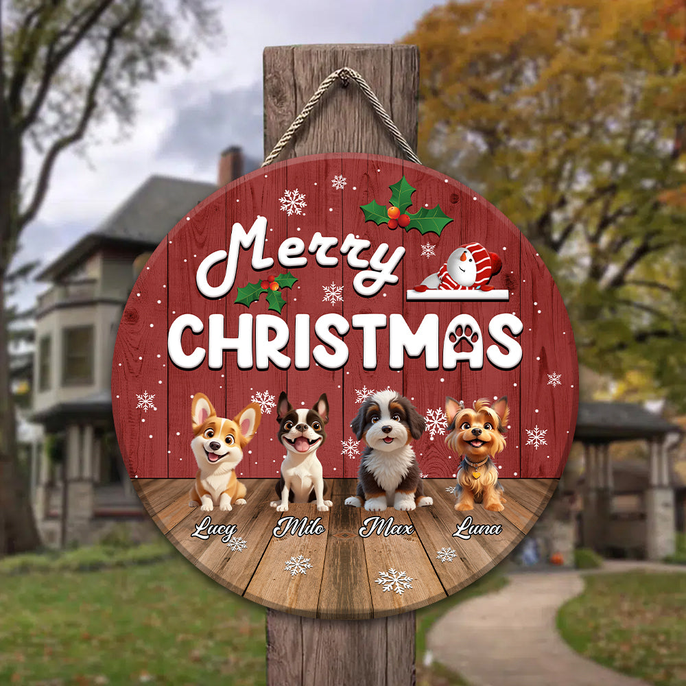 Custom Cute 3D Dog Merry Christmas Gift Door Sign For Dog Lovers LM32 897255