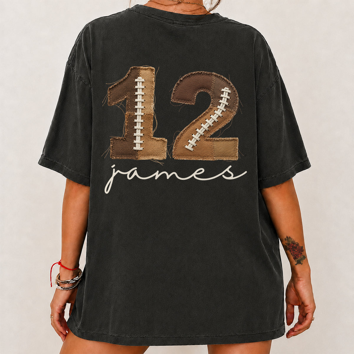 Custom Football Number & Name Faux Patchwork Back Comfort Shirt HO82 903396