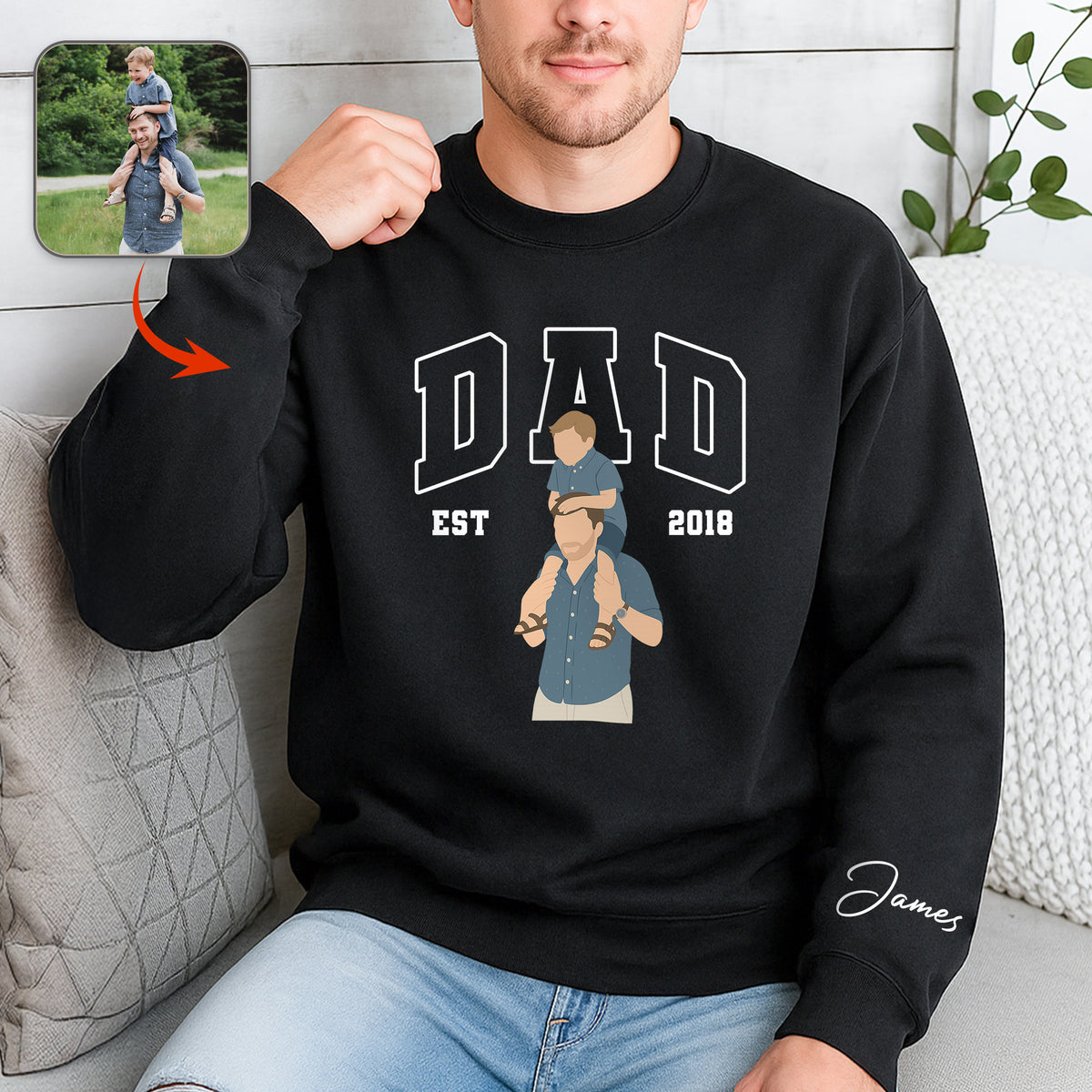 Custom Photo Dad With Daughter, Son Sweatshirt HO82 894170